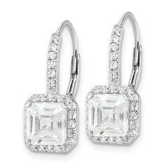 Cheryl M Sterling Silver Rhodium-plated Brilliant-cut and Asscher-cut CZ Leverback Earrings