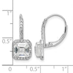 Brilliant-Cut and Asscher-Cut Cubic Zirconia Leverback Earrings in Sterling Silver - Sophia Jewelers