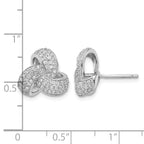 Pave Cubic Zirconia Love Knot Stud Earrings in Sterling Silver, 12.7mm - Sophia Jewelers