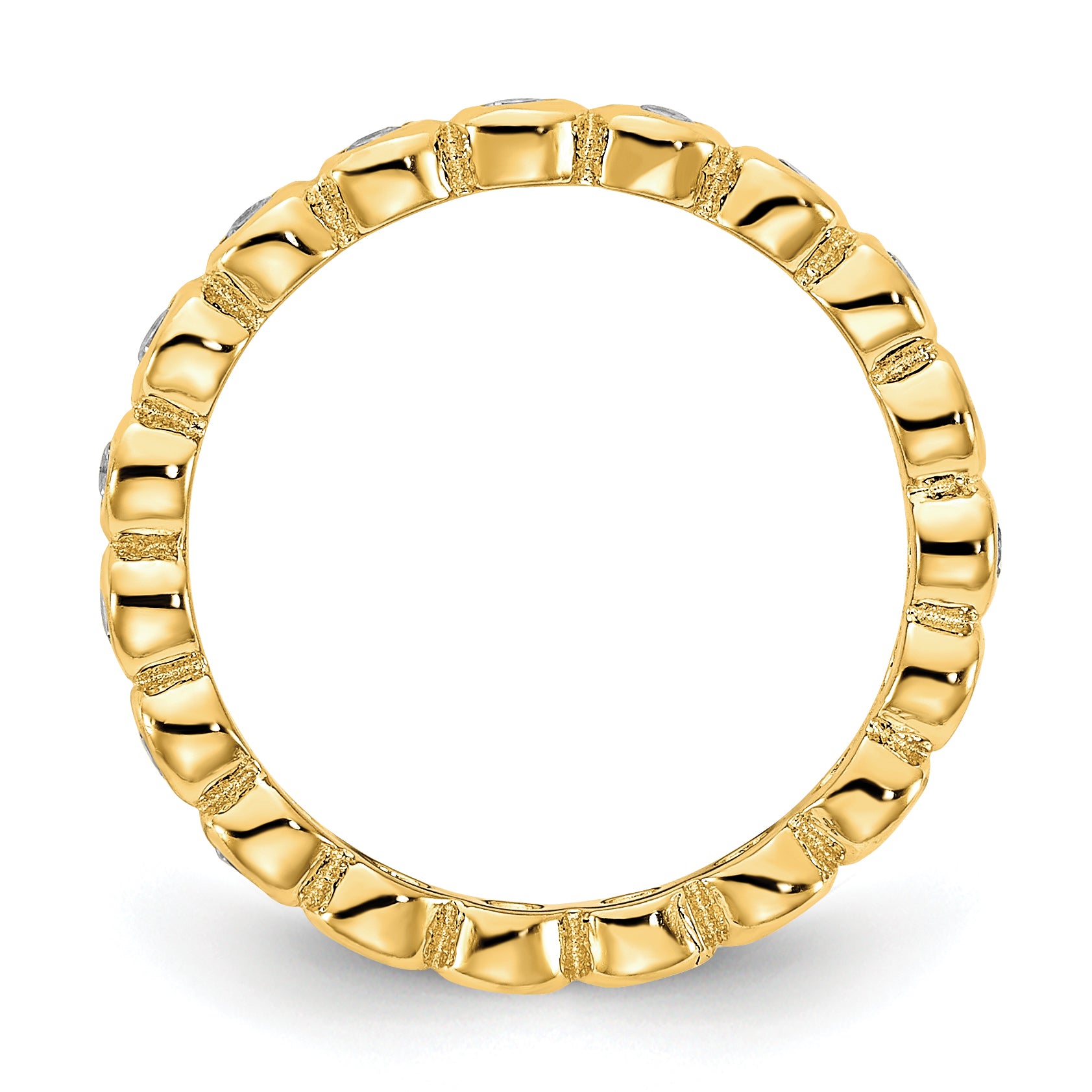 Cheryl M Sterling Silver Rhodium-plated and Gold-plated Brilliant-cut CZ 5 Piece Eternity Band Ring Set Secondary image