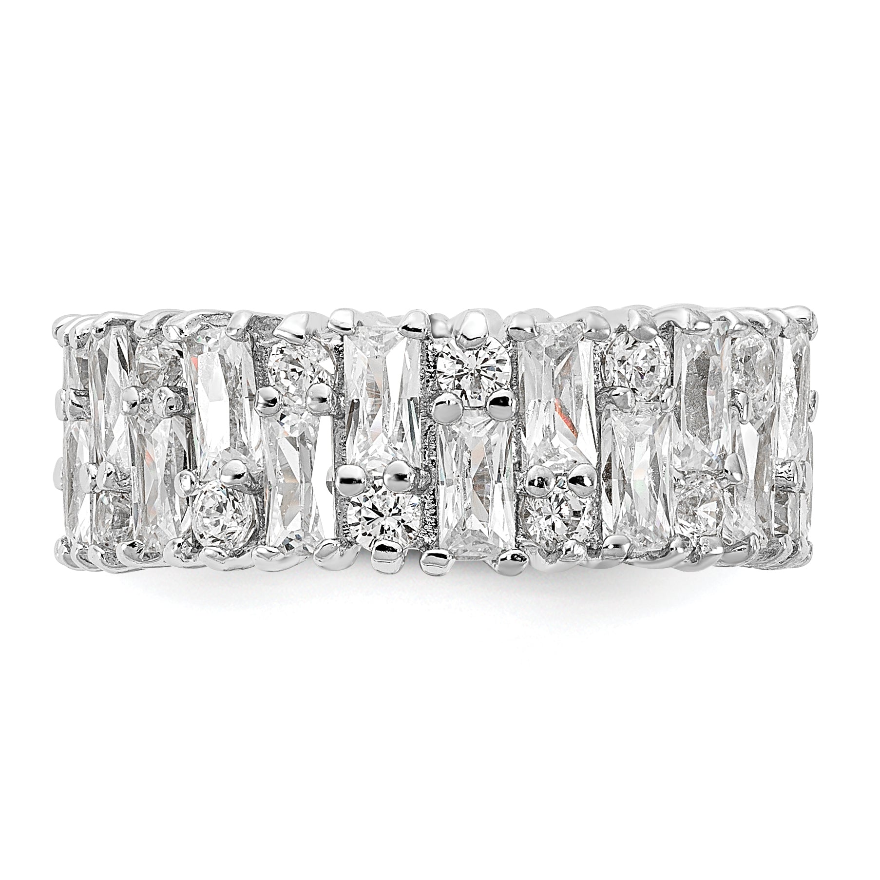 Cheryl M Sterling Silver Rhodium-plated Fancy Baguette-cut and Brilliant-cut CZ Ring Secondary image
