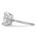 Cheryl M Sterling Silver Rhodium-plated Brilliant-cut CZ Oval Center with Side Stones Ring