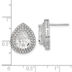 Cheryl M Sterling Silver Rhodium-plated Brilliant-cut Pear Shaped CZ Double Halo Post Earrings