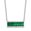 Cheryl M Sterling Silver Rhodium-Rhodium-Plated Emerald-cut Green Nano Crystal and Brilliant-cut White CZ Bar 18 Inch Necklace