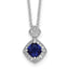 Cheryl M Sterling Silver Rhodium-Rhodium-Plated Cushion-cut Blue Glass and Brilliant-cut White CZ 18 Inch Necklace