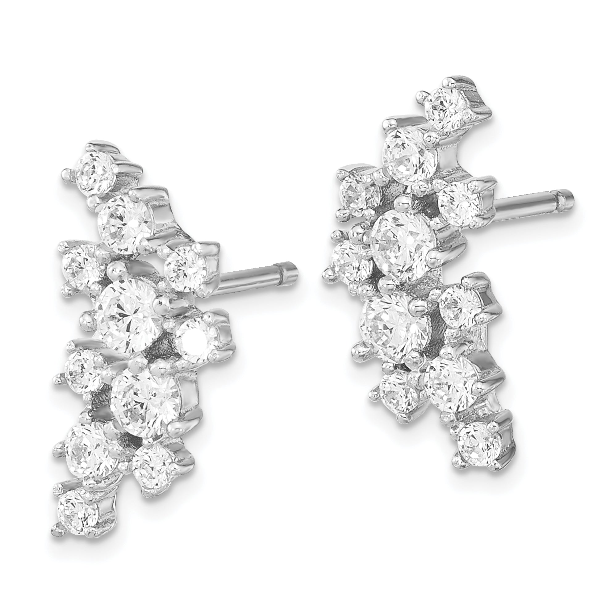 Cheryl M Sterling Silver Rhodium-plated Brilliant-cut CZ Cluster Post Dangle Earrings Secondary image