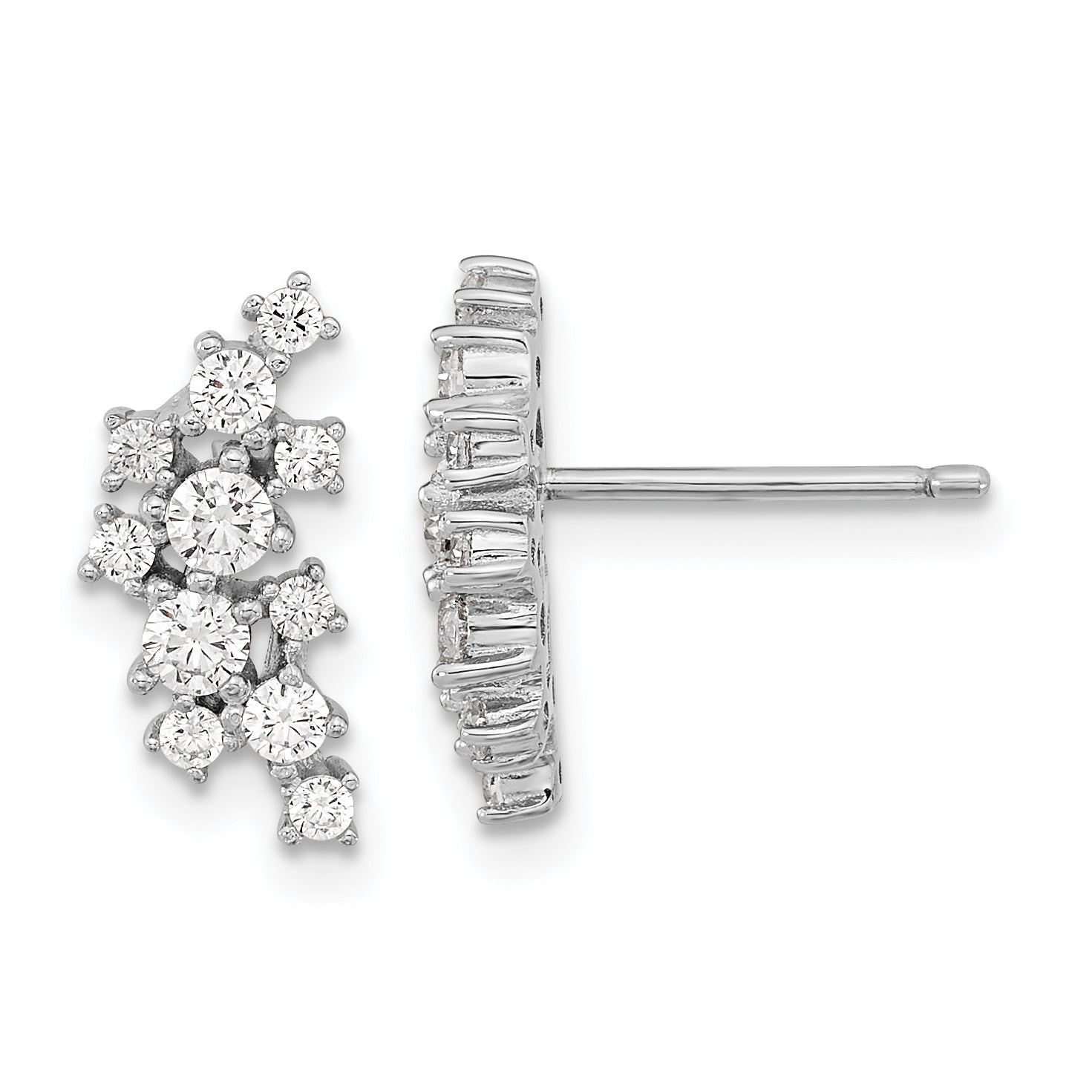Cheryl M Sterling Silver Rhodium-plated Brilliant-cut CZ Cluster Post Dangle Earrings Main image