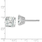 Cheryl M Sterling Silver Rhodium-plated Asscher-cut 7mm CZ Square Post Stud Earrings