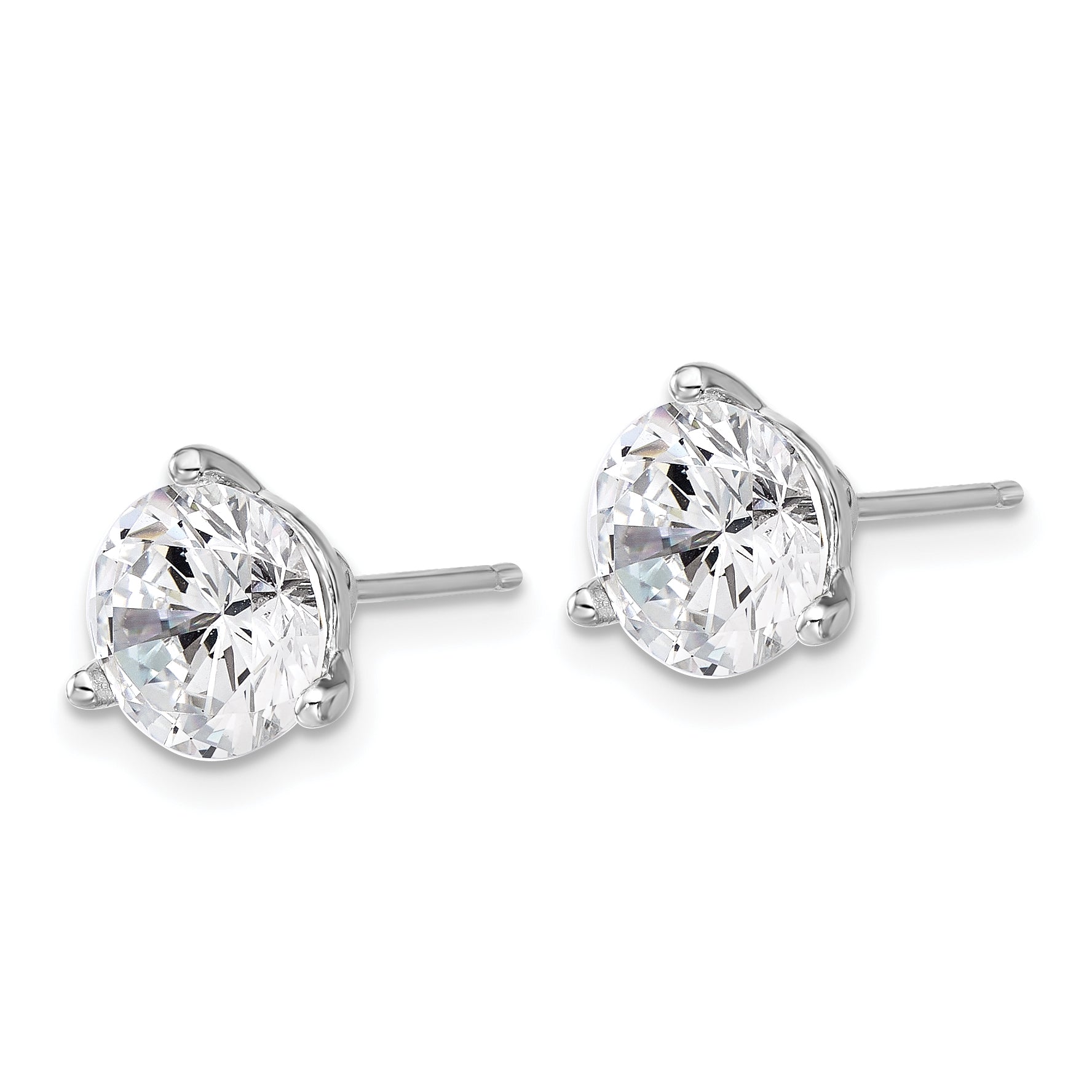 Cheryl M Sterling Silver Rhodium-plated Brilliant-cut 8mm CZ Stud Post Earrings Secondary image