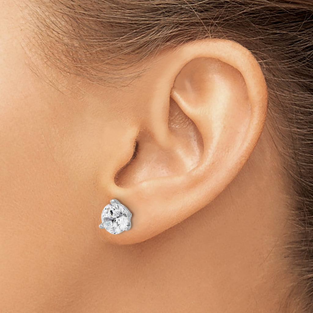 Cheryl M Sterling Silver Rhodium-plated Brilliant-cut 8mm CZ Stud Post Earrings