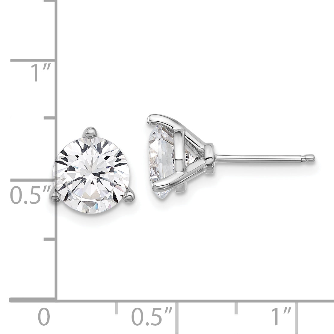 Cheryl M Sterling Silver Rhodium-plated Brilliant-cut 8mm CZ Stud Post Earrings