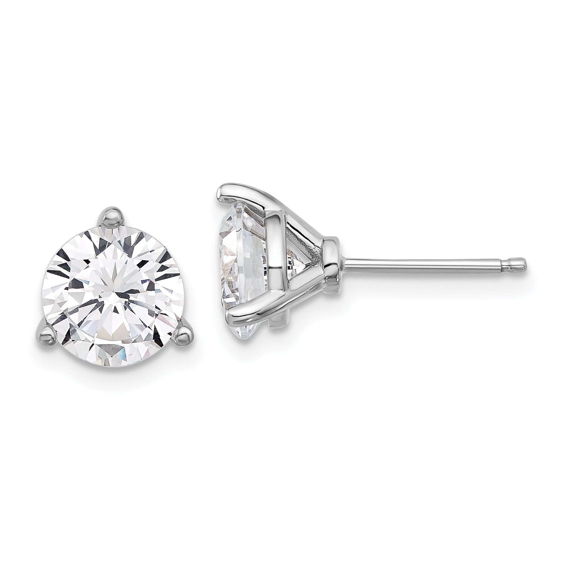 Cheryl M Sterling Silver Rhodium-plated Brilliant-cut 8mm CZ Stud Post Earrings Main image