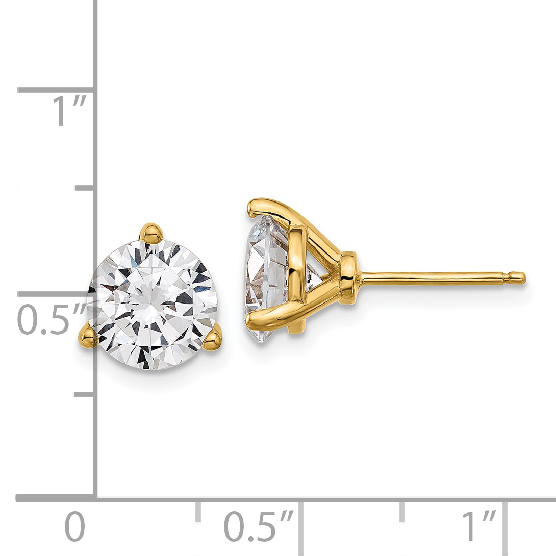 Cheryl M Sterling Silver Gold-tone Brilliant-cut 8mm CZ Stud Post Earrings