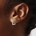 Cheryl M Sterling Silver Rhodium-plated Brilliant-cut CZ Square Hinged Post Hoop Earrings