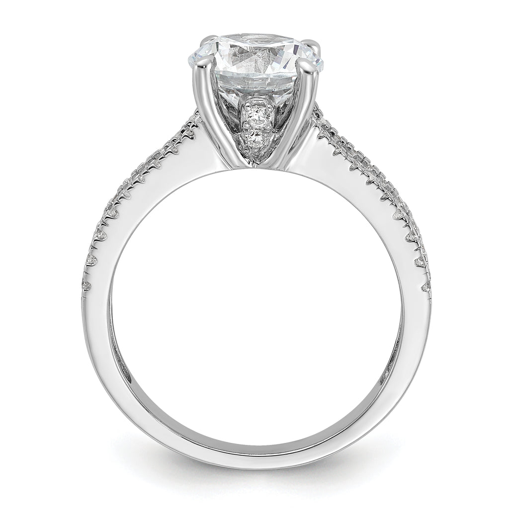 Cheryl M Sterling Silver Rhodium-plated Fancy Brilliant-cut Round CZ Center Stone Ring