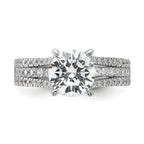 Cheryl M Sterling Silver Rhodium-plated Fancy Brilliant-cut Round CZ Center Stone Ring