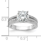 Cheryl M Sterling Silver Rhodium-plated Fancy Brilliant-cut Round CZ Center Stone Ring