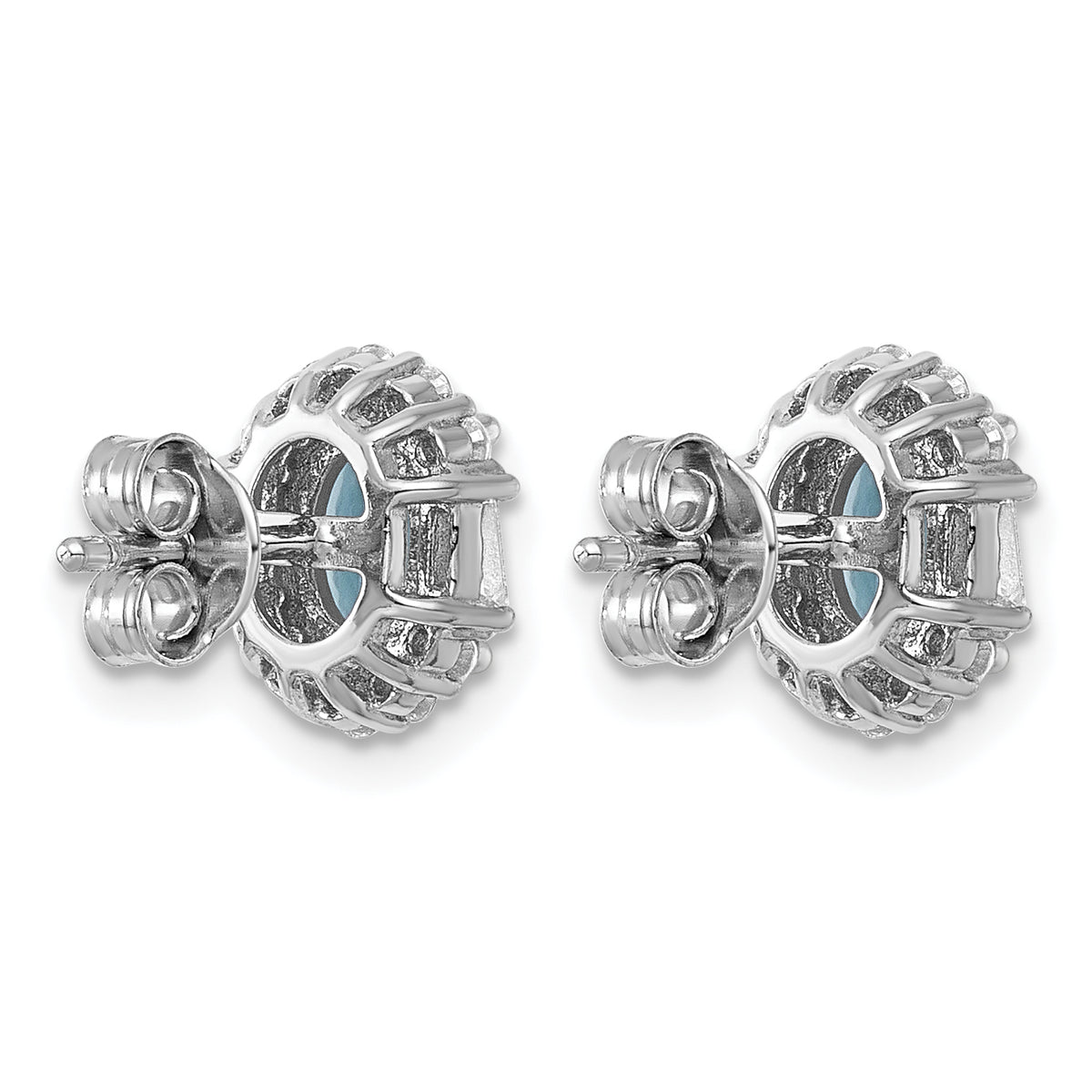 White Emerald-Cut Oval Cubic Zirconia Stud Earrings in Sterling Silver, 7x5mm - Sophia Jewelers