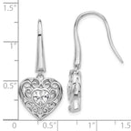 Cheryl M Sterling Silver Rhodium-plated Brilliant-cut CZ Heart Dangle Earrings