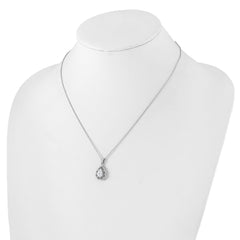 Cheryl M Sterling Silver Rhodium-plated Brilliant-cut CZ Teardrop 18 Inch Necklace with 2 Inch Extender