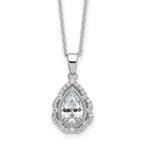 Cheryl M Sterling Silver Rhodium-plated Brilliant-cut CZ Teardrop 18 Inch Necklace with 2 Inch Extender