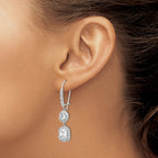 Cushion-Cut Cubic Zirconia Halo Wire Dangle Earrings in Sterling Silver - Sophia Jewelers