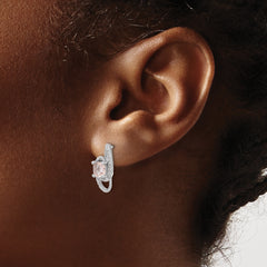 Cheryl M Sterling Silver Rhodium-plated Cushion-cut Simulated Morganite and White Brilliant-cut CZ Post Dangle Earrings