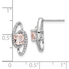 Cheryl M Sterling Silver Rhodium-plated Cushion-cut Simulated Morganite and White Brilliant-cut CZ Post Dangle Earrings