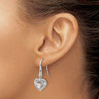 Cheryl M Sterling Silver Rhodium-plated Brilliant-cut CZ Heart Dangle Earrings