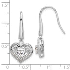 Cheryl M Sterling Silver Rhodium-plated Brilliant-cut CZ Heart Dangle Earrings