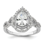 Cheryl M Sterling Silver Rhodium-plated Fancy Brilliant-cut Teardrop CZ Ring