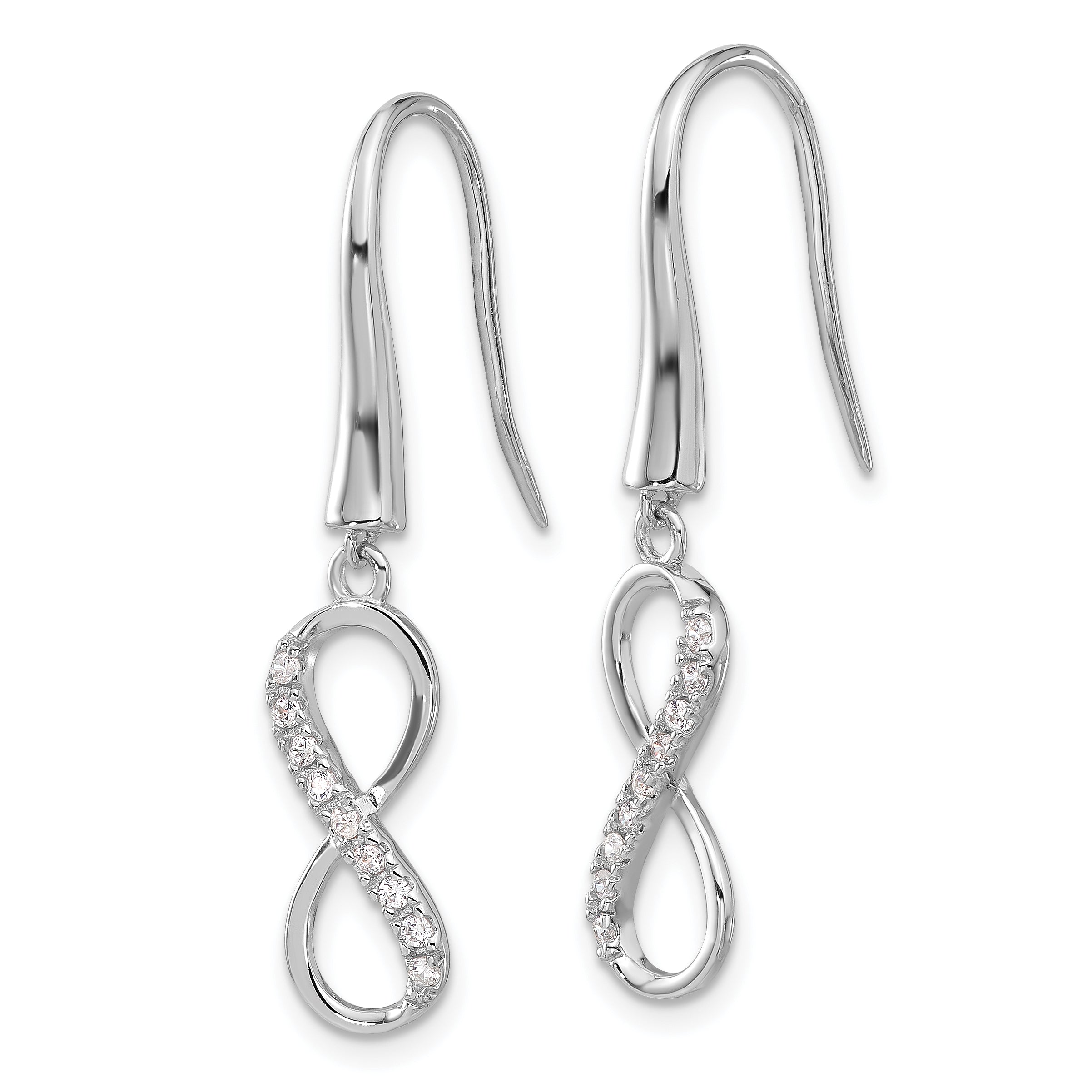 Cheryl M Sterling Silver Rhodium-plated Brilliant-cut CZ Infinity Dangle Earrings Secondary image