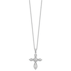 Cheryl M Sterling Silver Rhodium-plated Brilliant-cut CZ Cross 18 Inch Necklace with 2 Inch Extender