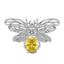 Cheryl M Sterling Silver Rhodium-plated Brilliant-cut Yellow and White CZ Bee Pin