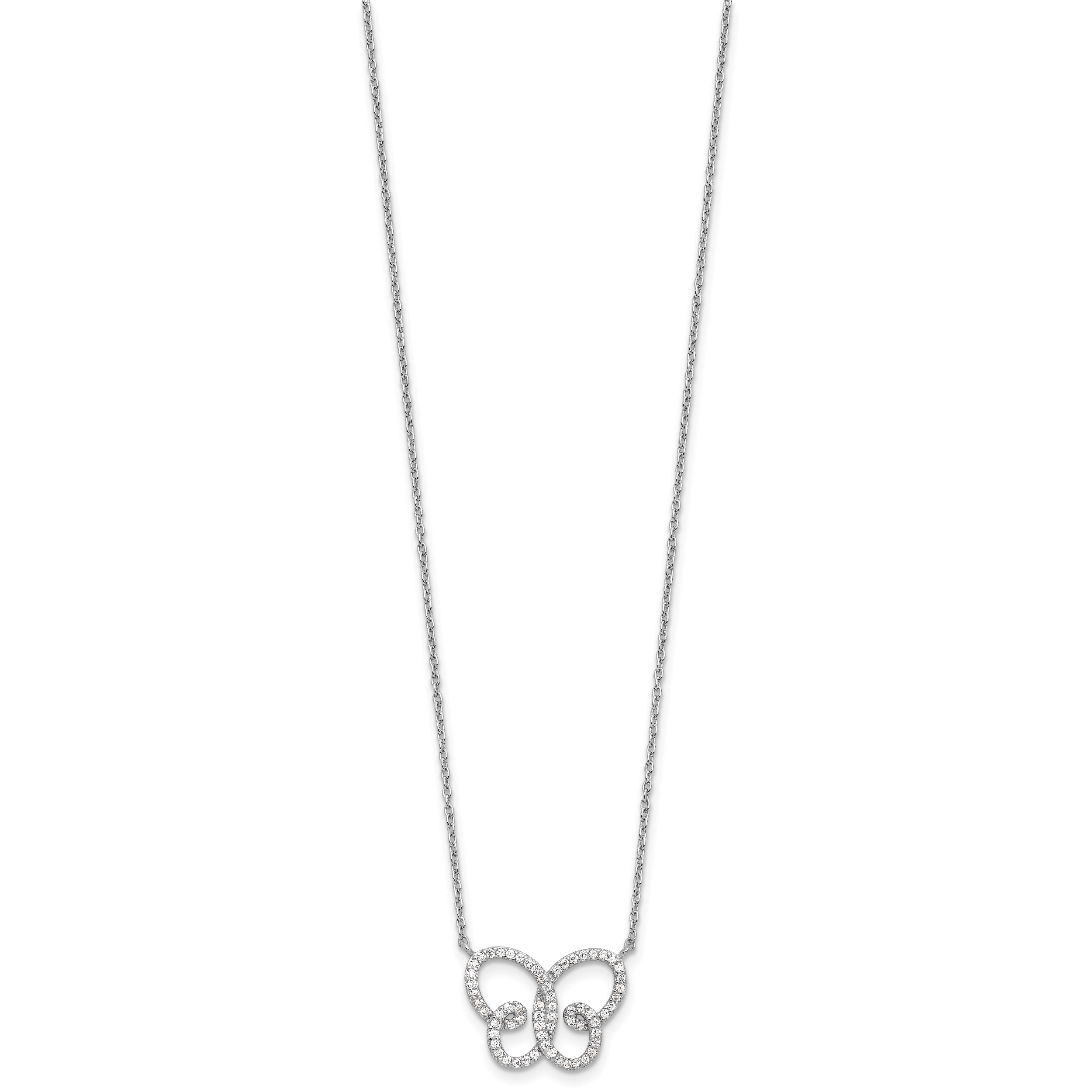 Cheryl M Sterling Silver Rhodium-plated Brilliant-cut CZ Butterfly 18 Inch Necklace with 2 Inch Extender Secondary image