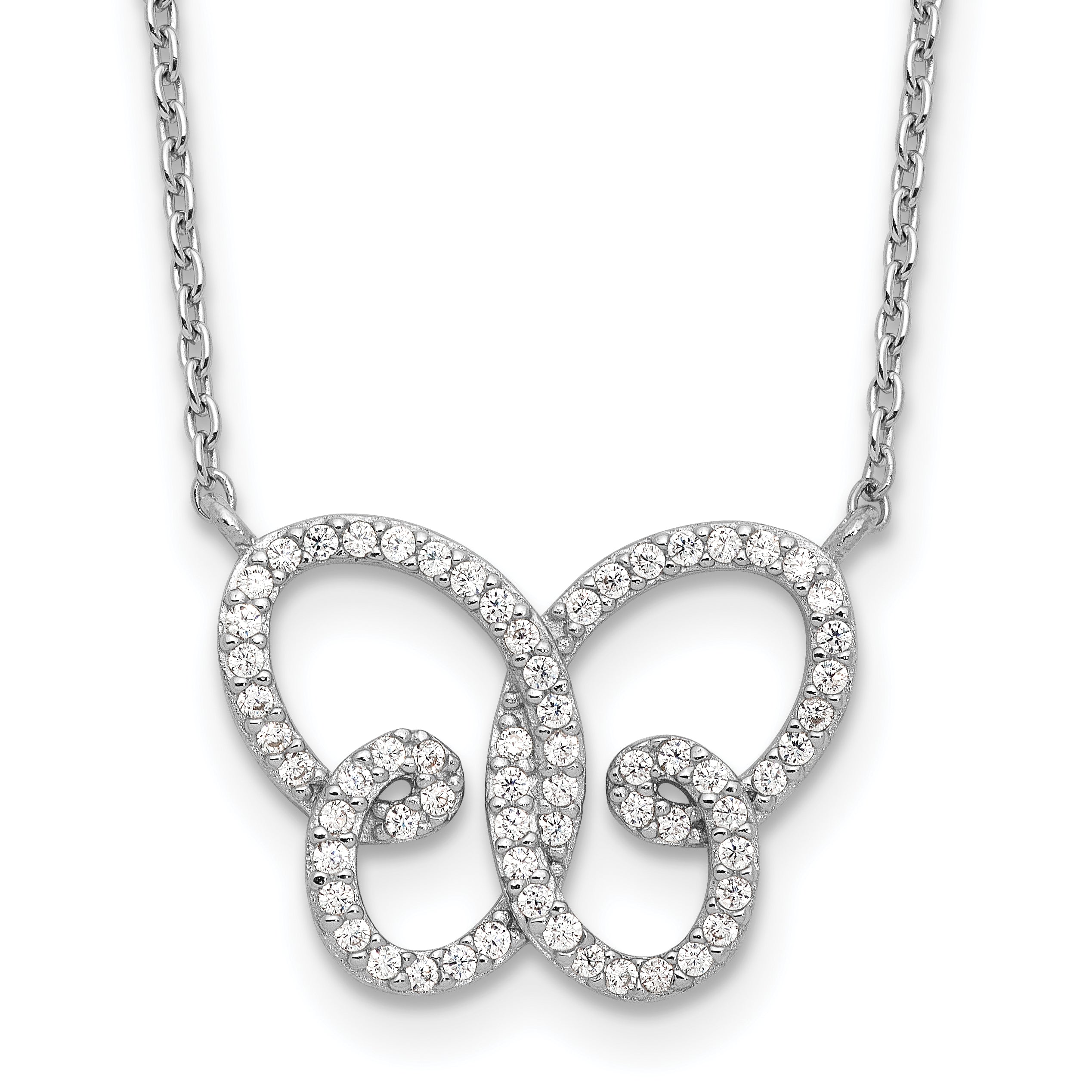 Cheryl M Sterling Silver Rhodium-plated Brilliant-cut CZ Butterfly 18 Inch Necklace with 2 Inch Extender Main image