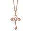 Cheryl M Sterling Silver Rose Gold-plated Polished CZ Cross with 2 Inch Extension Necklace