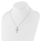 Cheryl M Sterling Silver Rhodium-plated Brilliant-cut CZ Cross 18 Inch Necklace with 2 Inch Extender