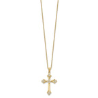 Round Cubic Zirconia Cross Necklace in Gold-Plated Sterling Silver, 18 Inch - Sophia Jewelers