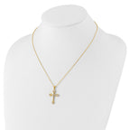 Round Cubic Zirconia Cross Necklace in Gold-Plated Sterling Silver, 18 Inch - Sophia Jewelers