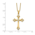 Round Cubic Zirconia Cross Necklace in Gold-Plated Sterling Silver, 18 Inch - Sophia Jewelers