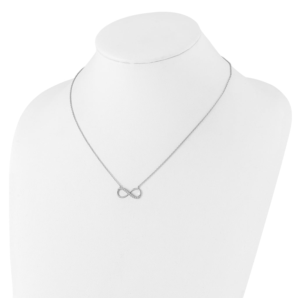 Cheryl M Sterling Silver Rhodium-plated Brilliant-cut CZ Infinity 18 Inch Necklace