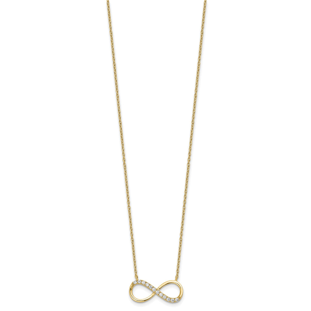 Cubic Zirconia Infinity Necklace in Gold-Plated Sterling Silver, 18 Inch - Sophia Jewelers