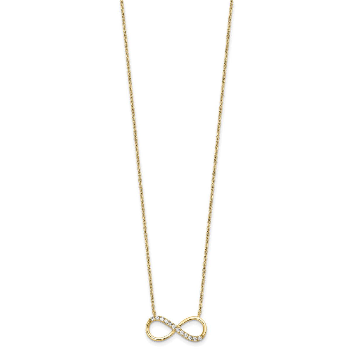 Cubic Zirconia Infinity Necklace in Gold-Plated Sterling Silver, 18 Inch - Sophia Jewelers