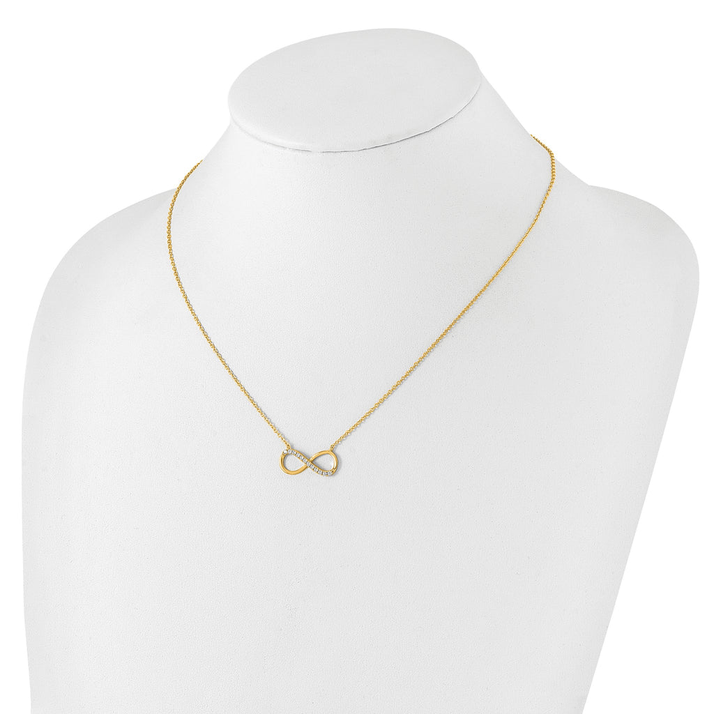 Cubic Zirconia Infinity Necklace in Gold-Plated Sterling Silver, 18 Inch - Sophia Jewelers