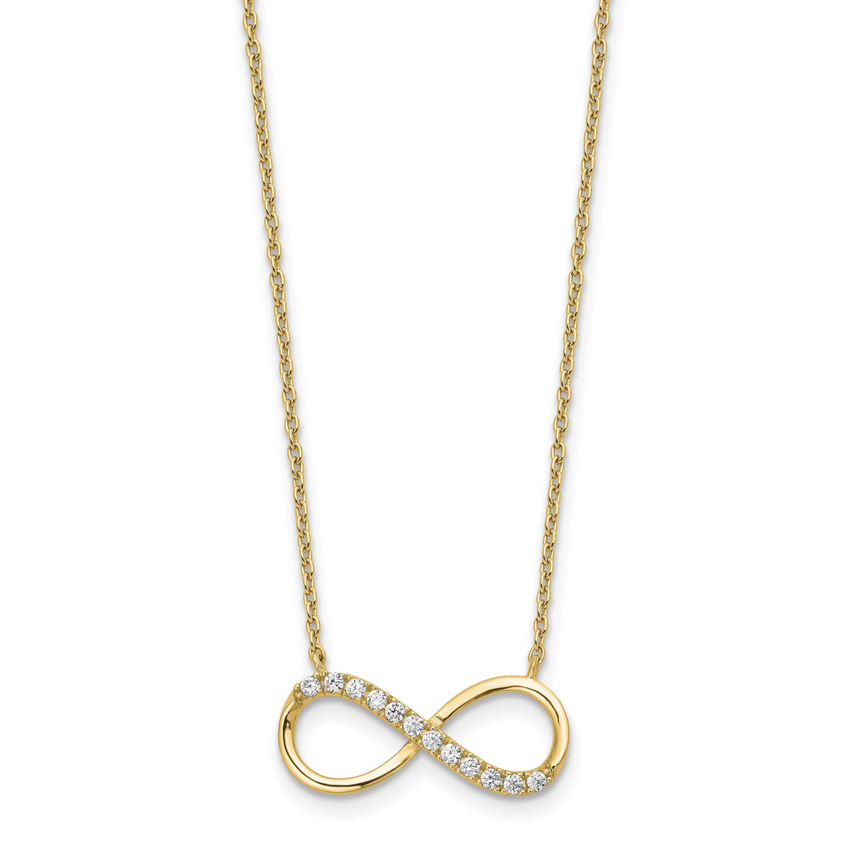 Cubic Zirconia Infinity Necklace in Gold-Plated Sterling Silver, 18 Inch - Sophia Jewelers Main image