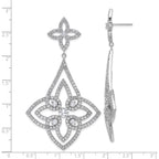 Cheryl M Sterling Silver Rhodium-plated Fancy Floral Design Brilliant-cut CZ Post Dangle Earrings