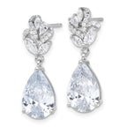 Cheryl M Sterling Silver Rhodium-plated Fancy Marquise-cut & Brilliant-cut Pear CZ Post Dangle Earrings