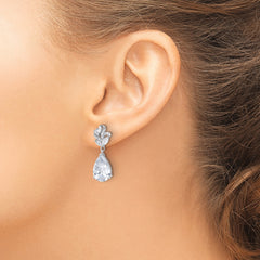 Cheryl M Sterling Silver Rhodium-plated Fancy Marquise-cut & Brilliant-cut Pear CZ Post Dangle Earrings