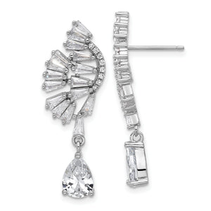 Fancy Tapered Baguette-Cut Cubic Zirconia Stud Dangle Earrings in Sterling Silver - Sophia Jewelers